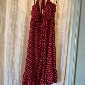 Charlotte Russe Red Halter Dress with white polka dots. Super cute, pin 📌 up